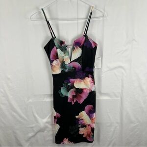 Charlotte Russe - Women's Dress - X Small - Black Floral - Spaghetti Strap - NWT